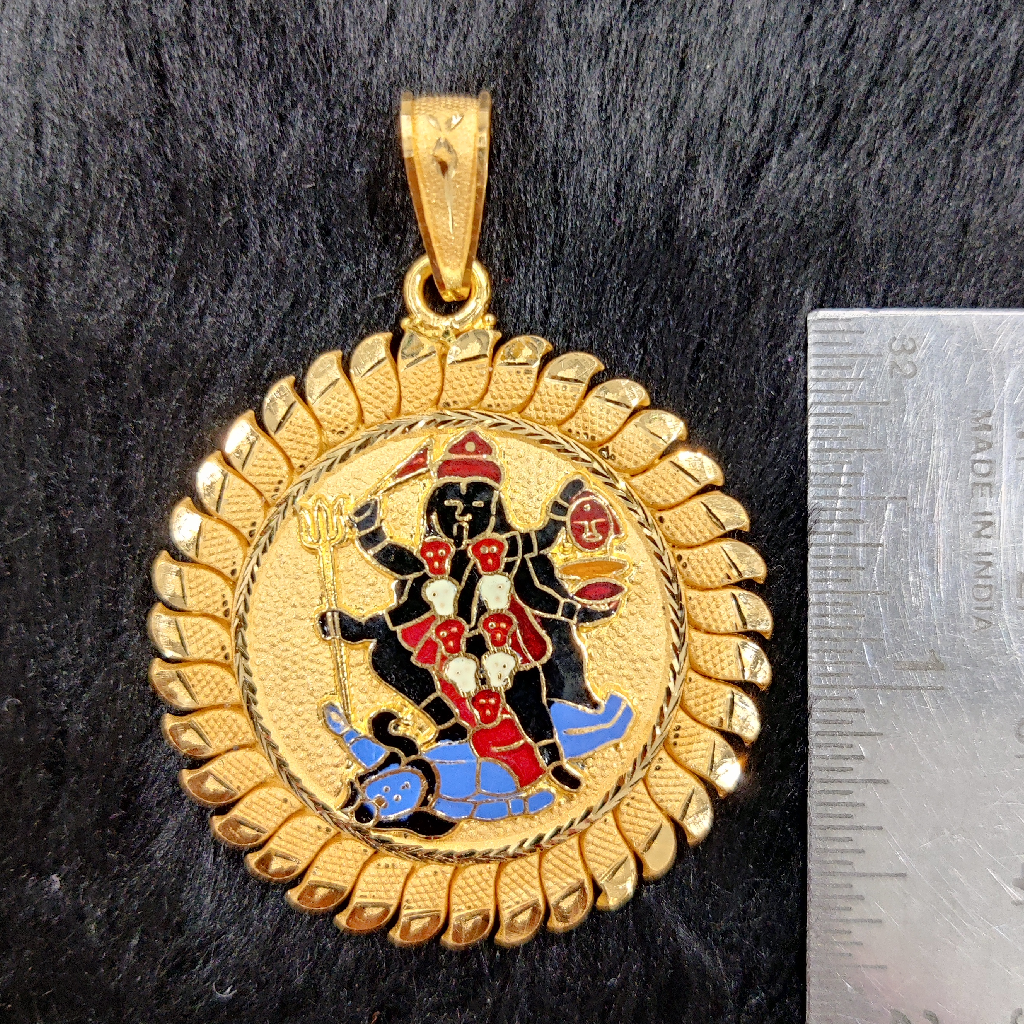 916 Gold Fancy Gent's Mahakali Maa Minakari Pendant - Image 2