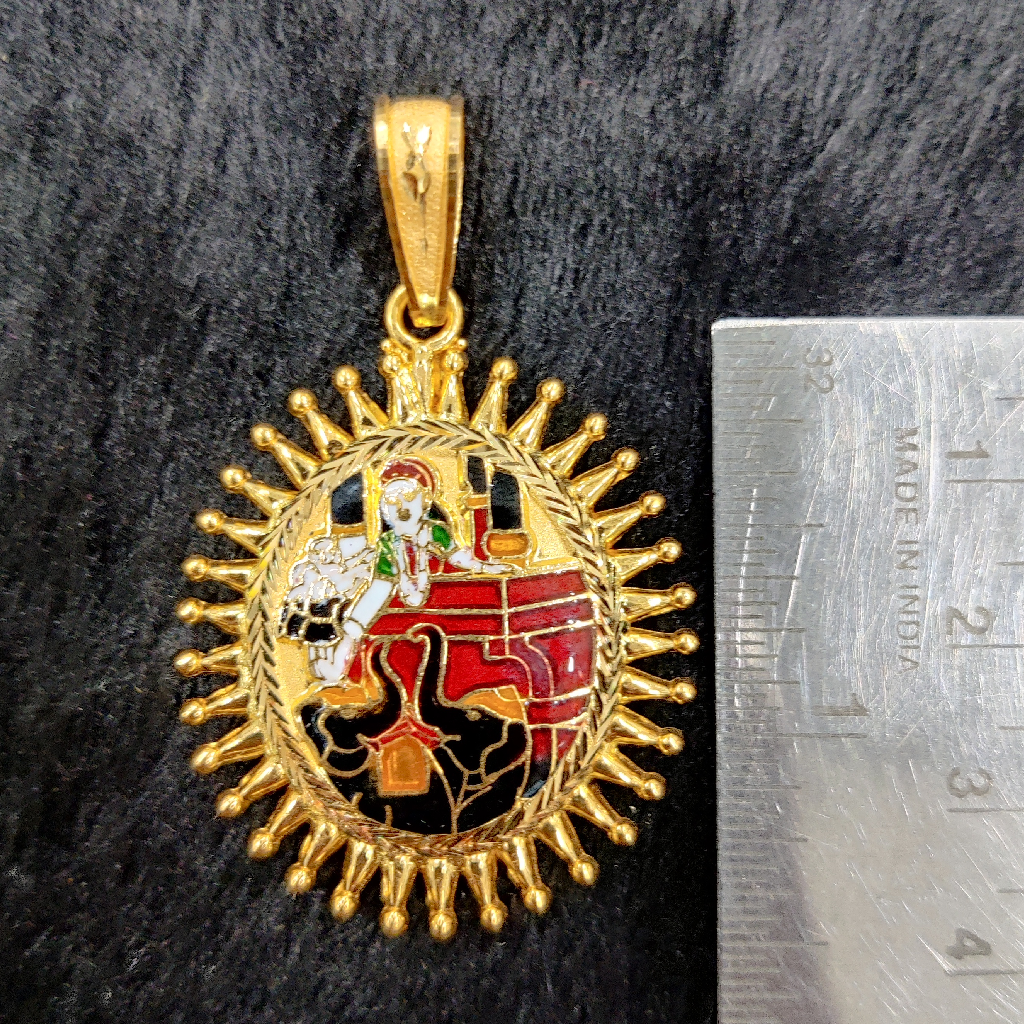 916 Gold Fancy Gent's Shakti Maa Minakari Pendant - Image 2