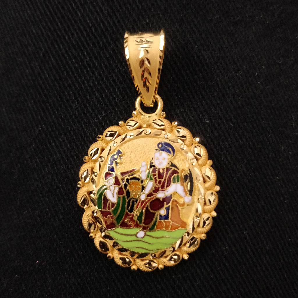 916 Gold Fancy Gent's Vahanvati Maa Minakari Pendant