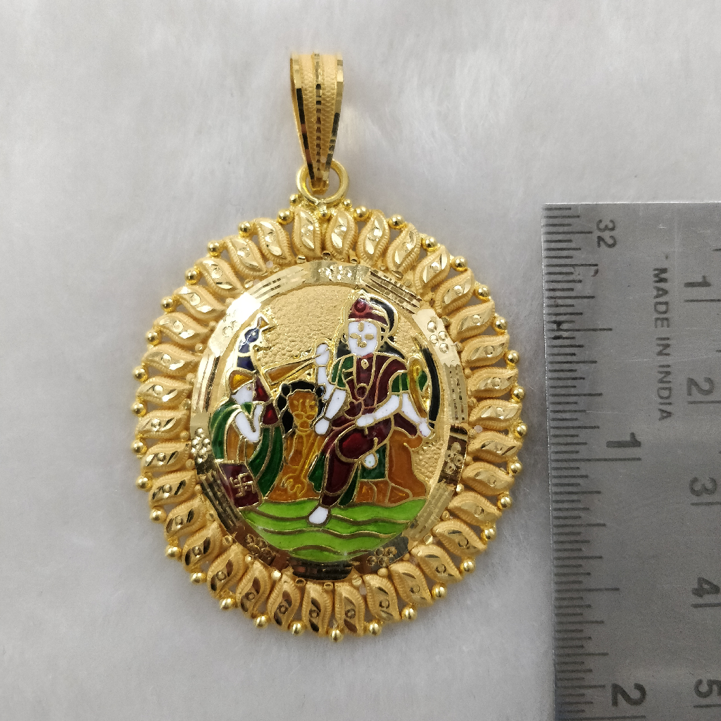 96 Gold Fancy Gent's Vahanvati Maa Minakari Pendant - Image 2