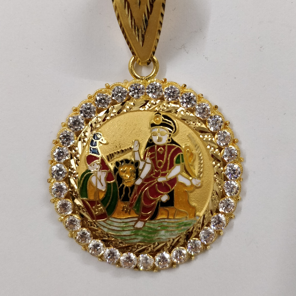 916 Gold Fancy Gent's Vahanvati Maa Minakari Pendant