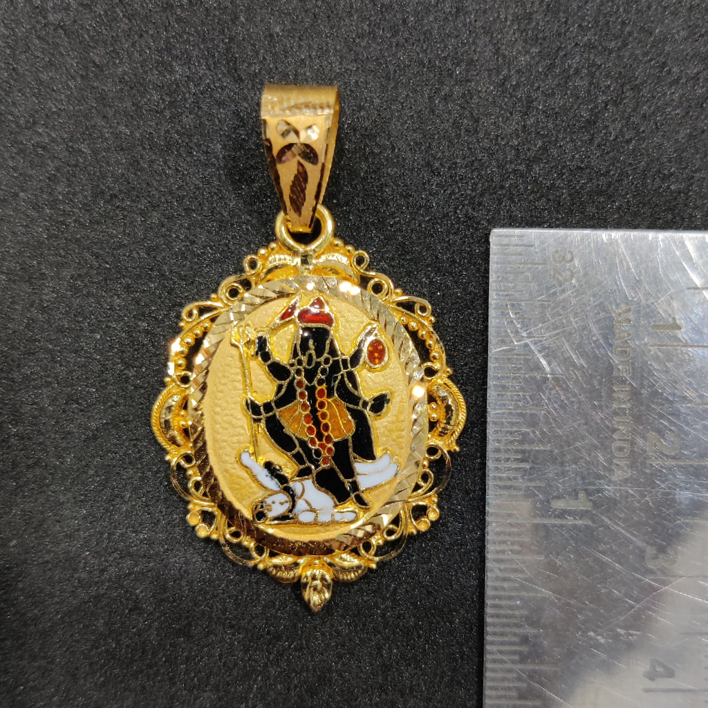 916 Gold Fancy Gent's Mahakali Maa Minakari Pendant - Image 2