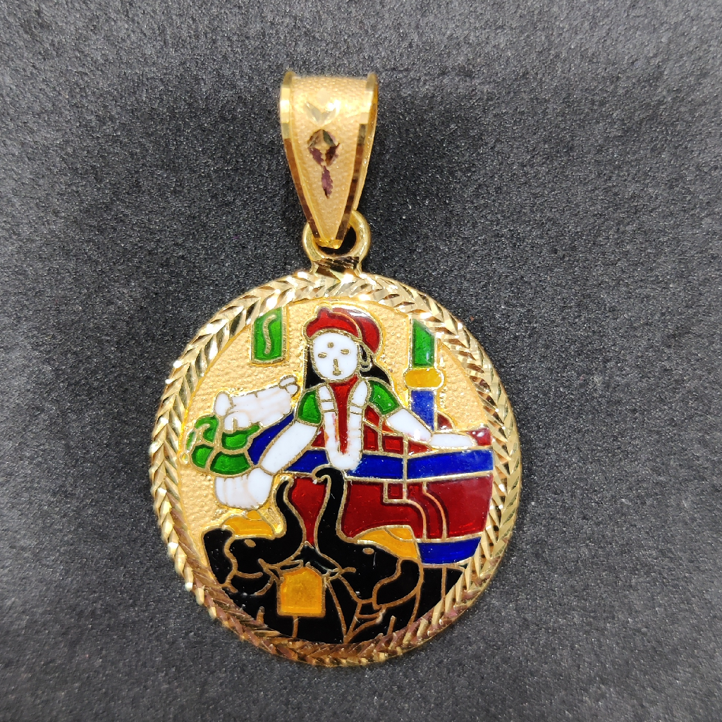 916 Gold Gent's Shakti Maa Minakari Pendant