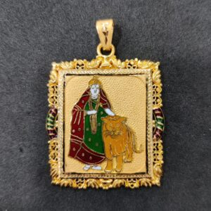 916 Gold Fancy Gent's Shakti Maa Minakari Pendant