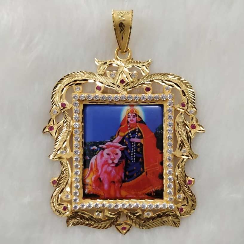 916 Gold Fancy Gent's Shakti Maa Photo Mina Frame Pendant