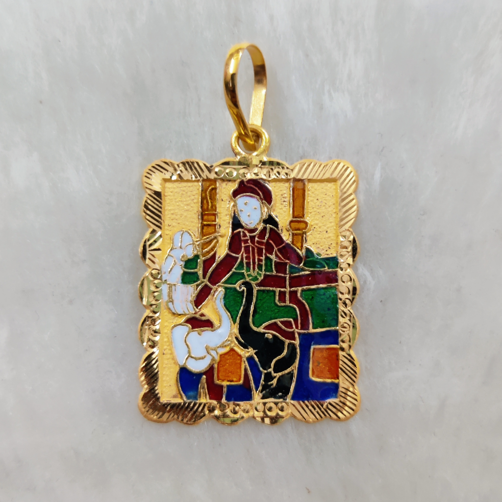 916 Gold Fancy Gent's Shakti Maa Minakari Pendant