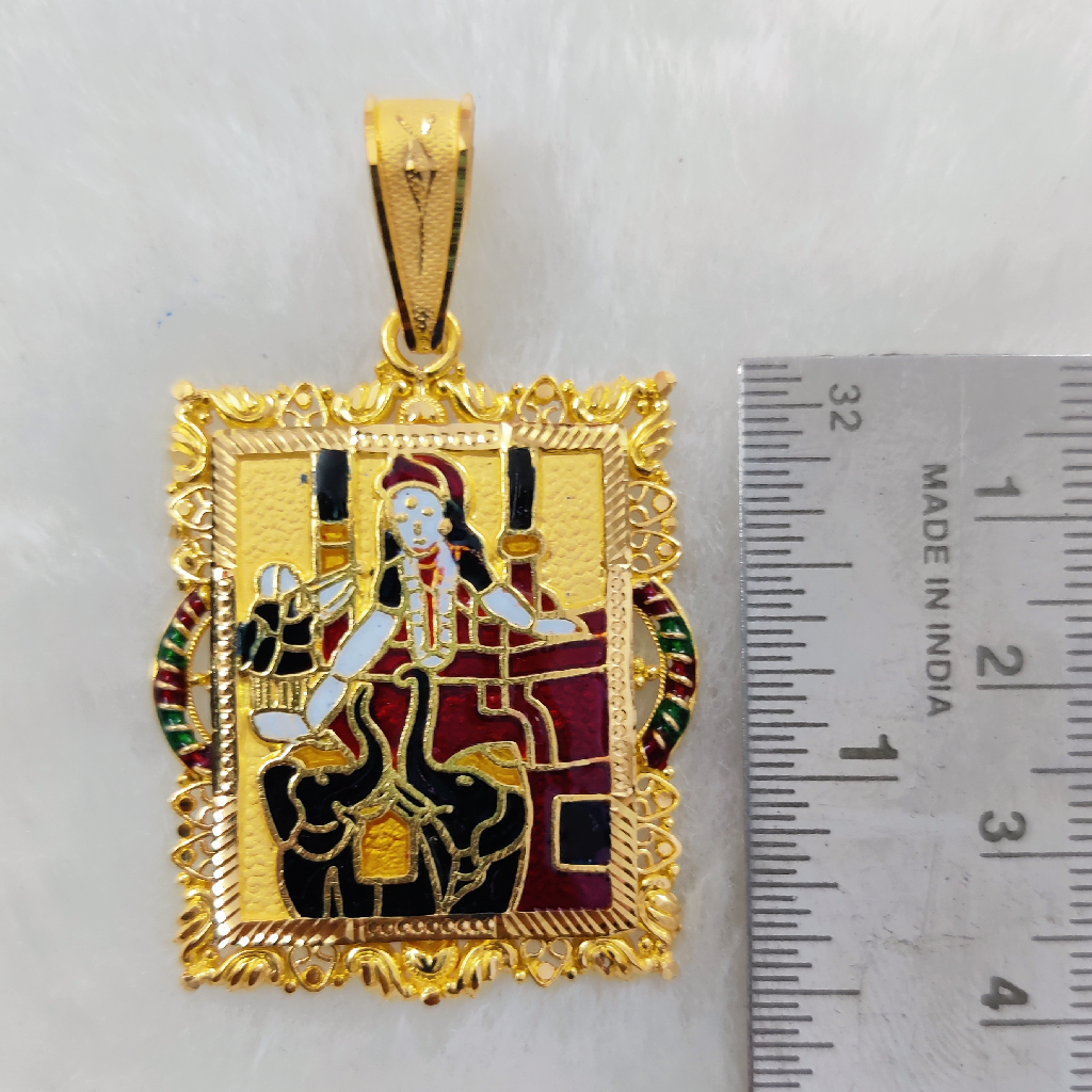 916 Gold Fancy Gent's Shakti Maa Minakari Pendant - Image 2