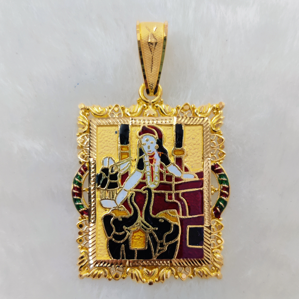 916 Gold Fancy Gent's Shakti Maa Minakari Pendant