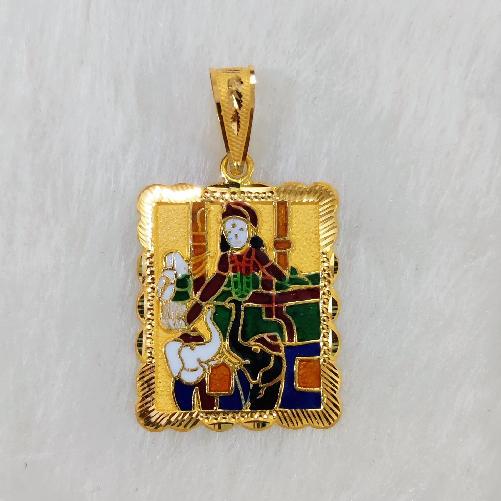 916 Gold Fancy Gent's Shakti Maa Minakari Pendant