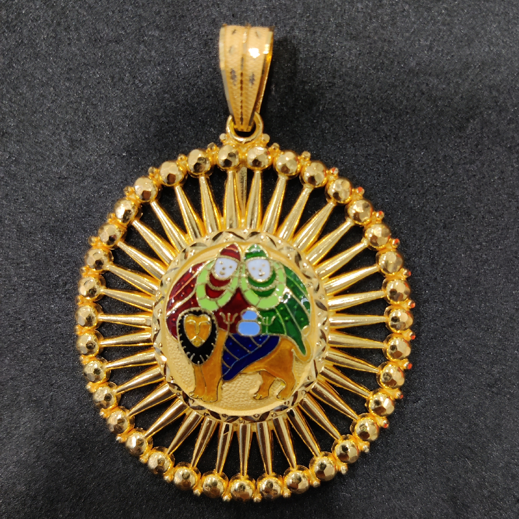916 Gold Fancy Gent's Chamunda Maa Minakari Pendant