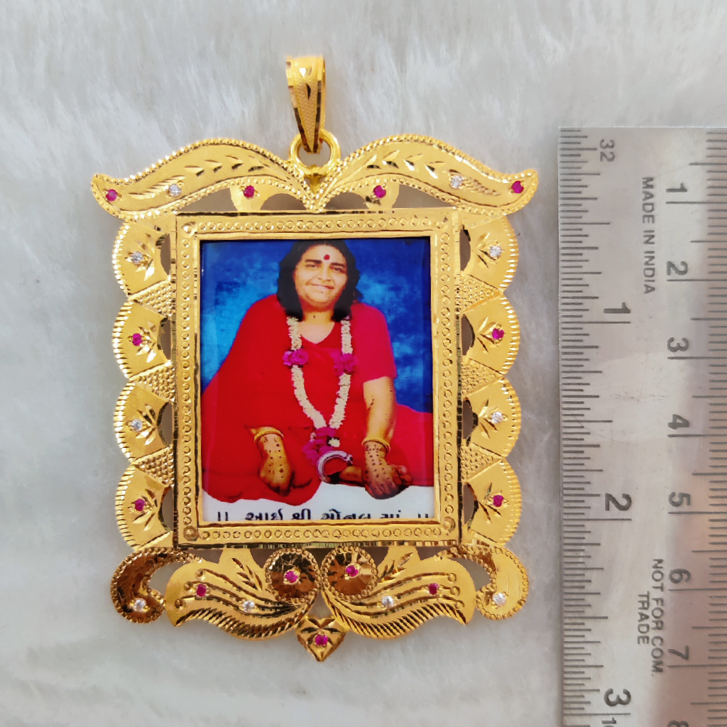 916 Gold Fancy Gent's Sonal Maa Photo Mina Pendant - Image 2