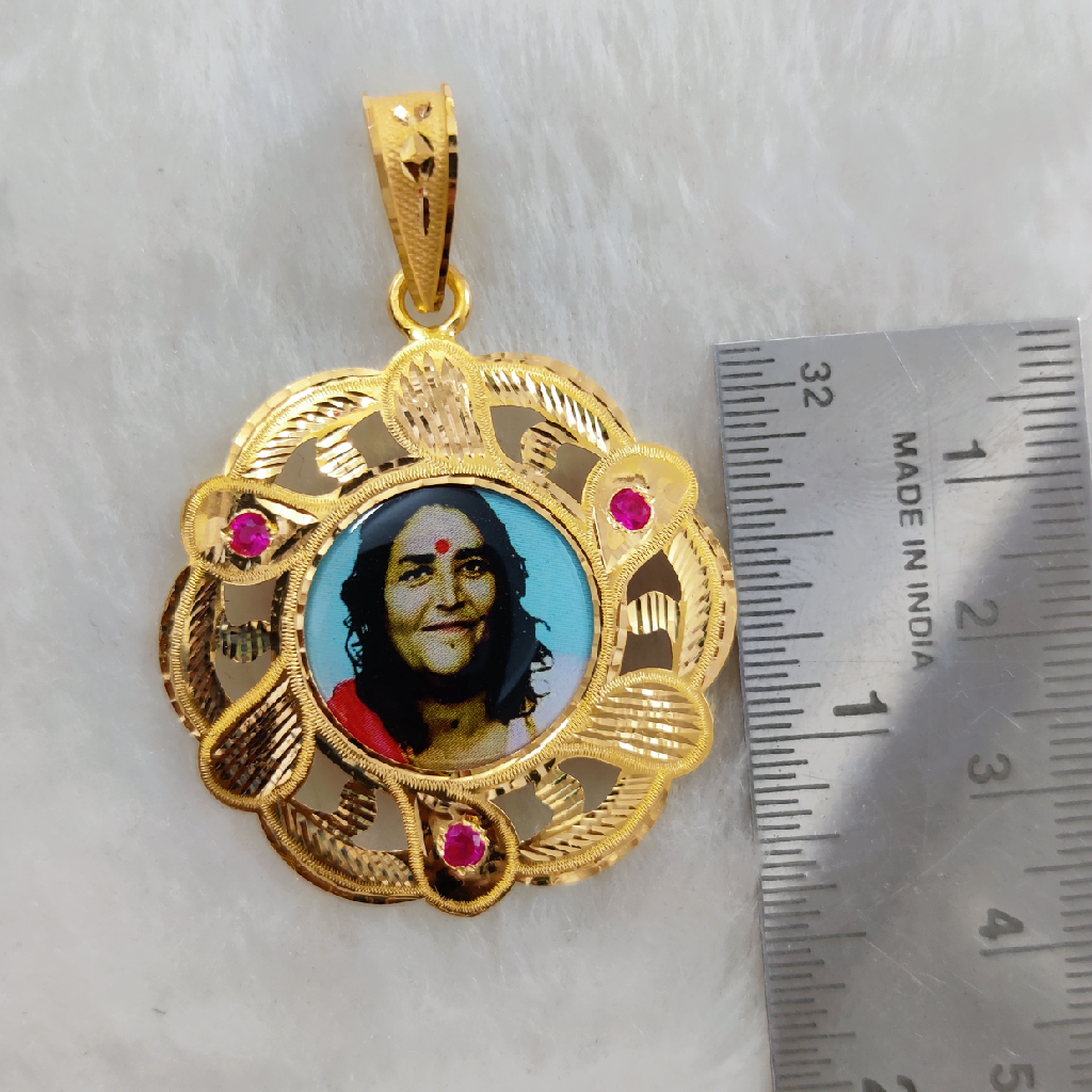916 Gold Fancy Gent's Sonal Maa Photo Mina Pendant - Image 2