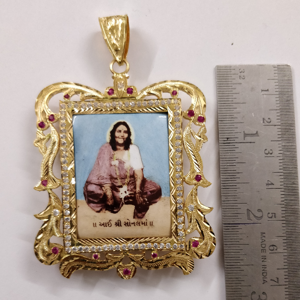 916 Gold Fancy Gent's Photo Mina Sonal Maa Pendants - Image 2