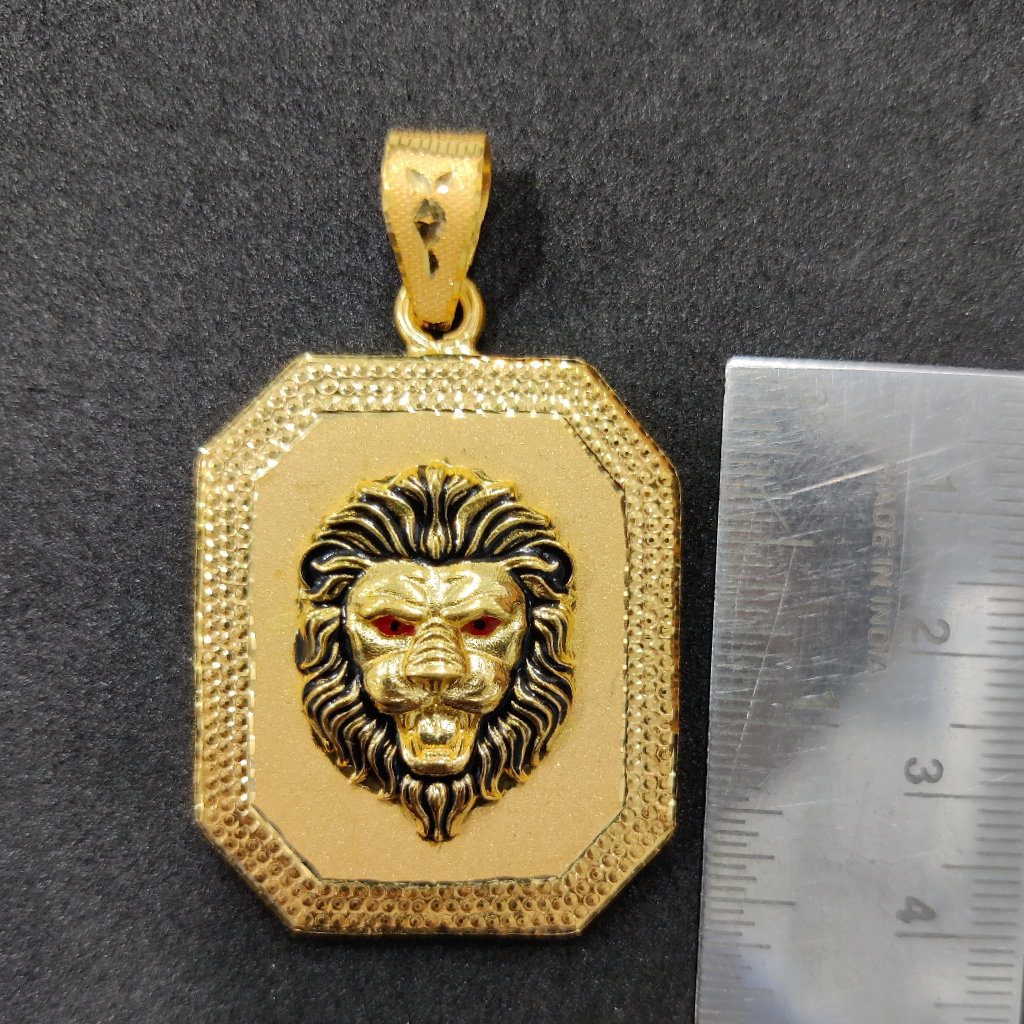 916 Gold Fancy Gent's Lion Face Pendant - Image 2