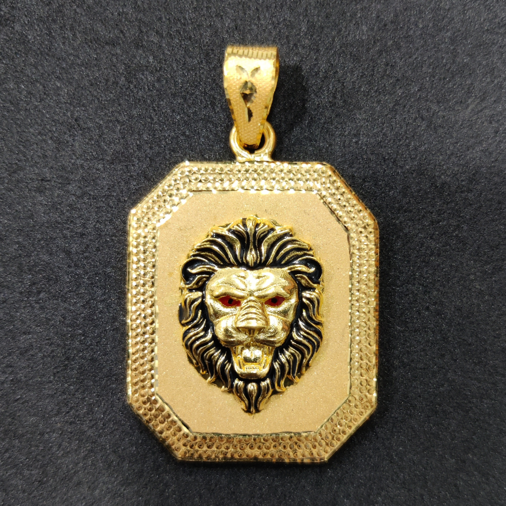 916 Gold Fancy Gent's Lion Face Pendant