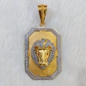 916 Gold Fancy Gent's Lion Face Pendant