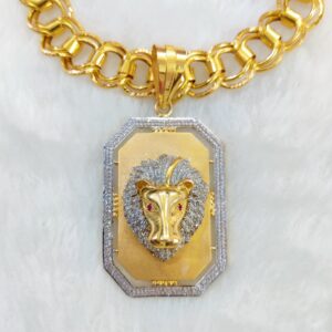 916 Gold Fancy Gent's Lion Face Pendant