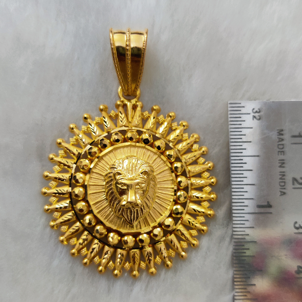 22k gold fancy lion face pendant - Image 2