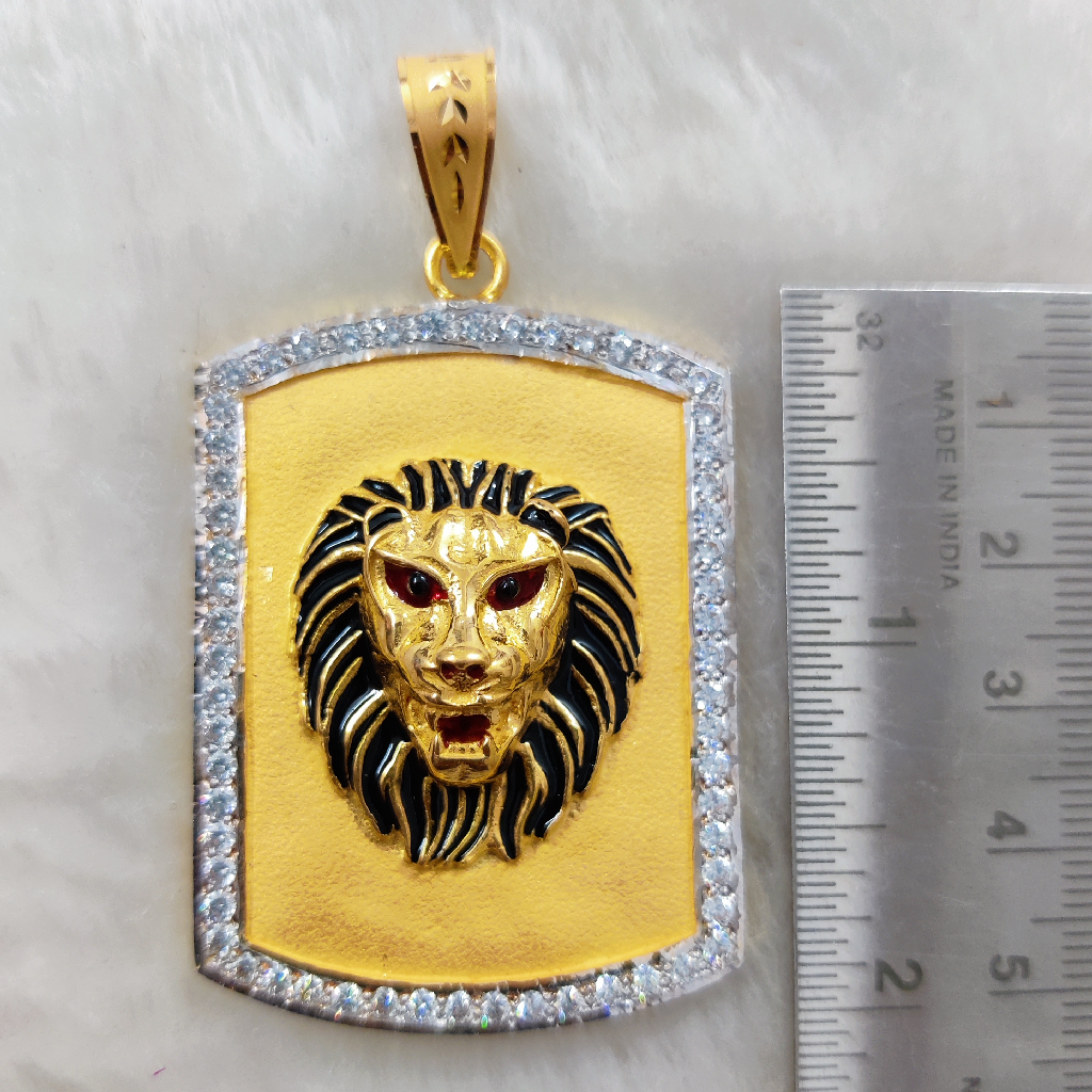 916 Gold Fancy Gent's Lion Face Pendant - Image 2