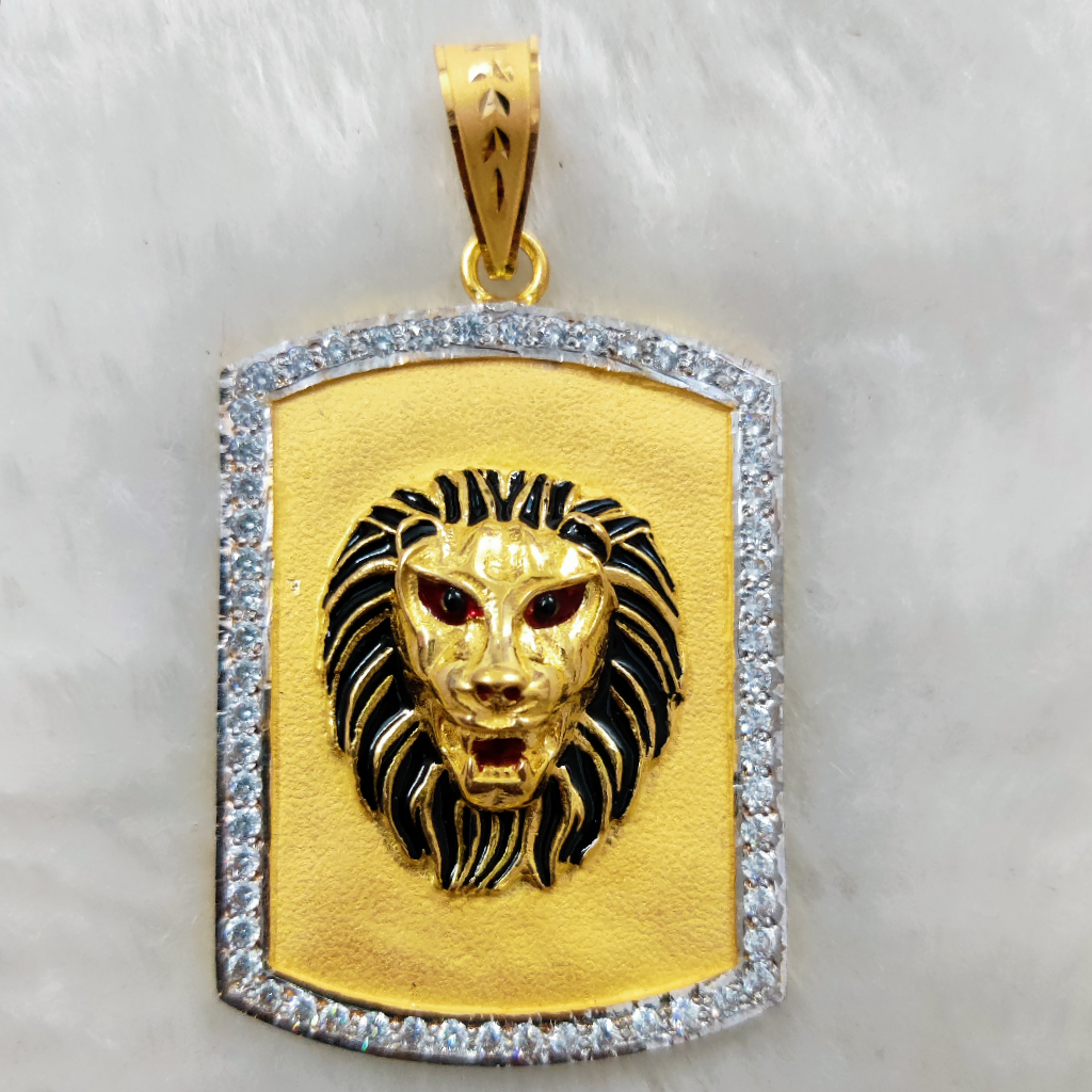 916 Gold Fancy Gent's Lion Face Pendant