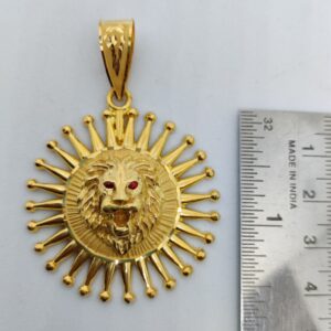 916 gold fancy Sun and lion face pendant