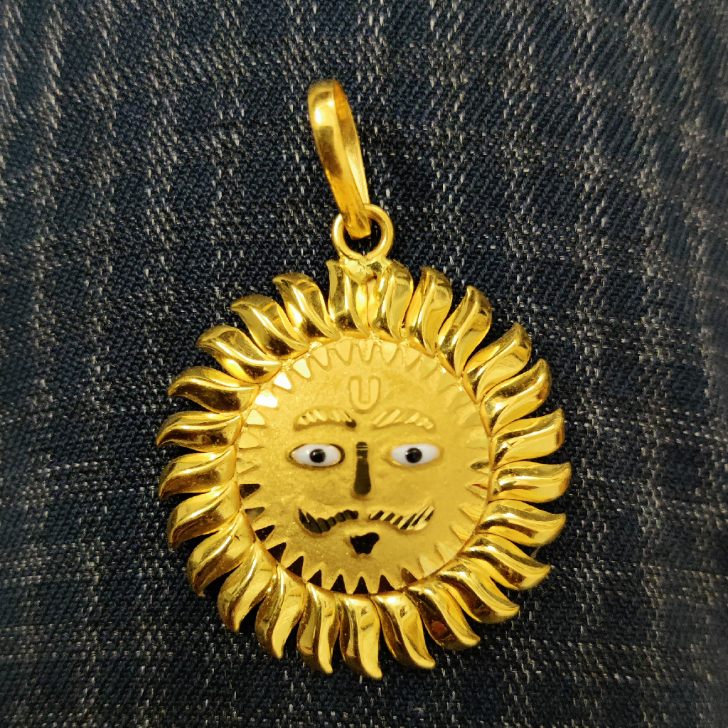 916 Gold Fancy Gent's Surya Minakari Pendant