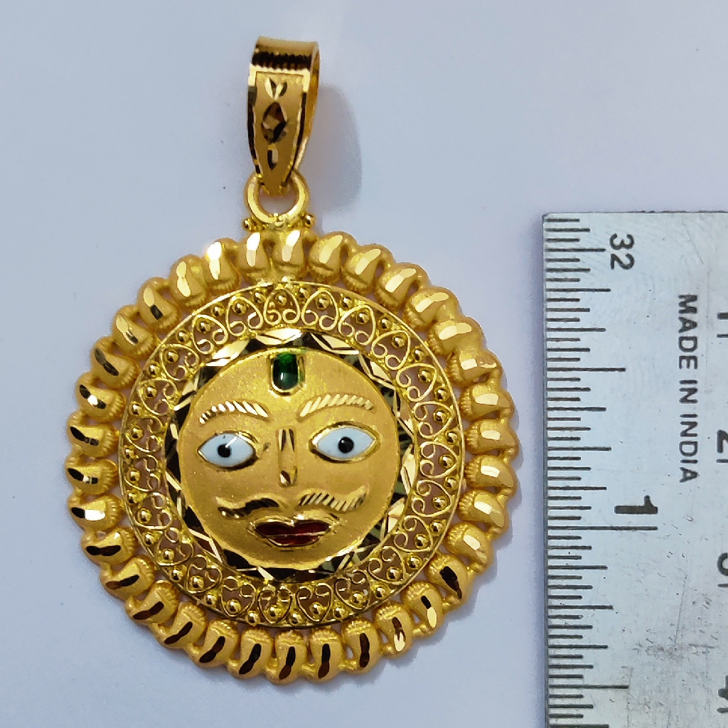 916 Gold Fancy Gent's Surya Minakari Pendant - Image 2