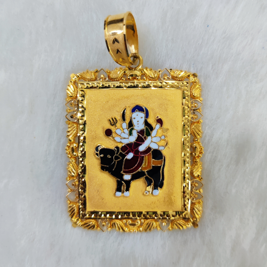 916 Gold Fancy Gent's Verai Maa Minakari Pendant