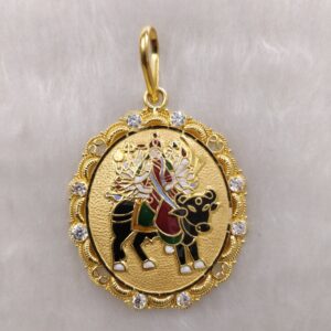 916 Gold Fancy Gent's Visat Maa Minakari Pendant
