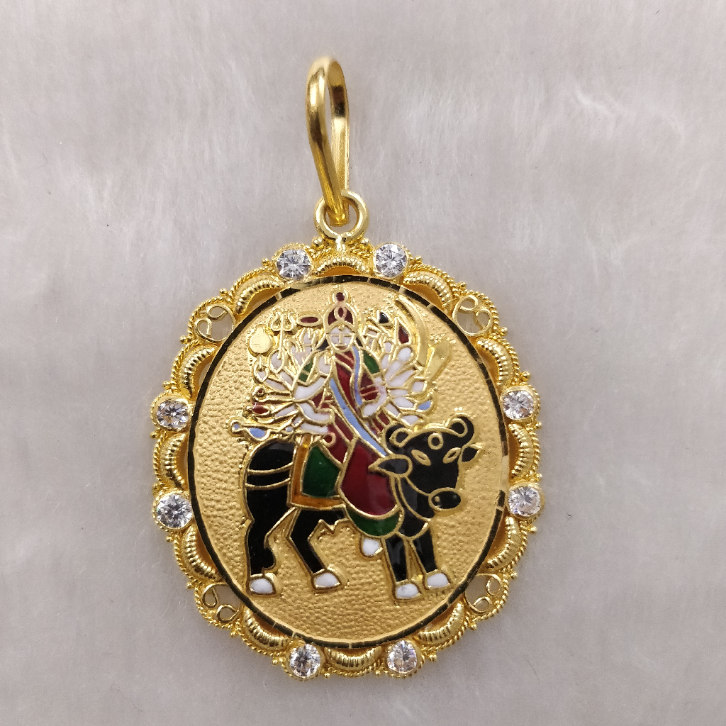 916 Gold Fancy Gent's Visat Maa Minakari Pendant