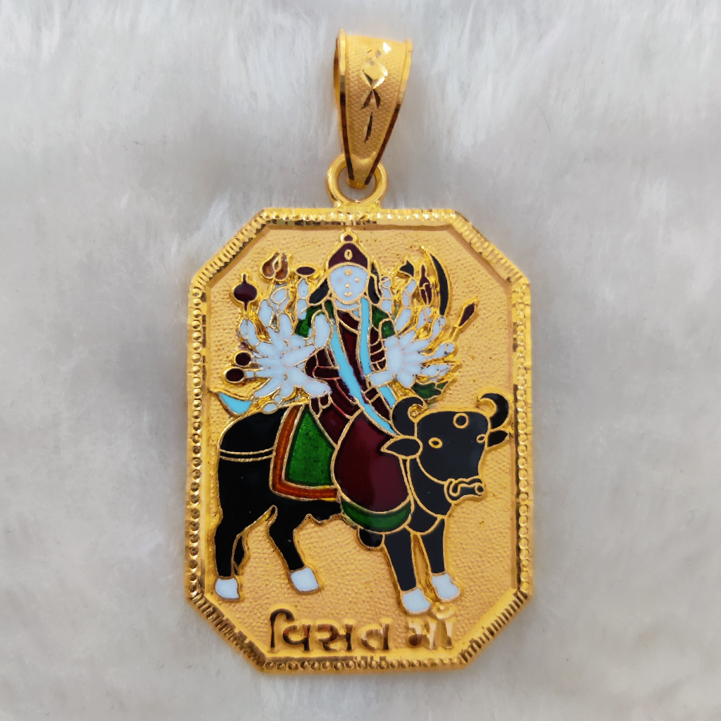 916 Gold Fancy Gent's Visat Maa Minakari Pendant