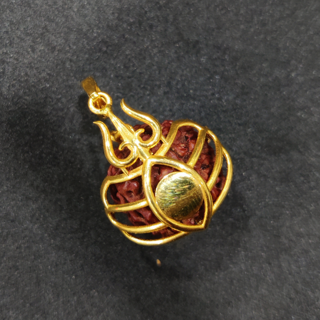 916 Gold Fancy Gent's Rudraksh Pendant - Image 2