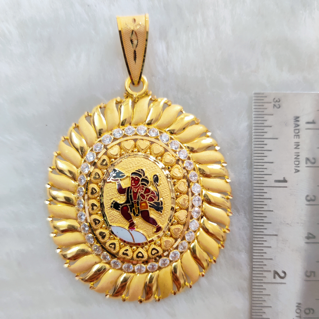 916 gold hanumanji minakari pendant - Image 2