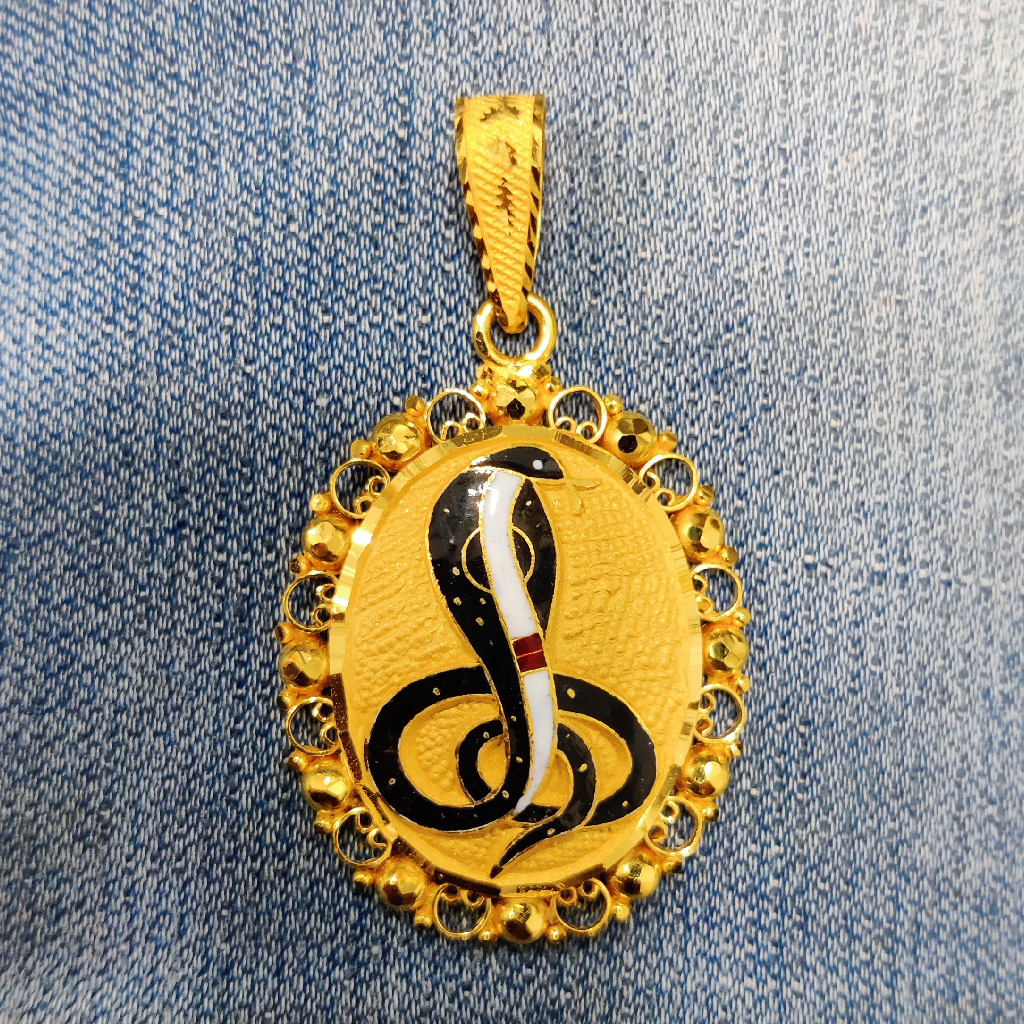 916 Gold Fancy Gent's Goga Maharaj Minakari Pendant