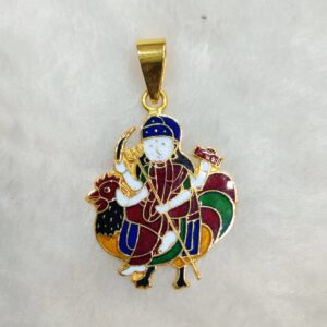 916 Gold Fancy Gent's Bahuchar Maa Aricuting Minakari Pendant