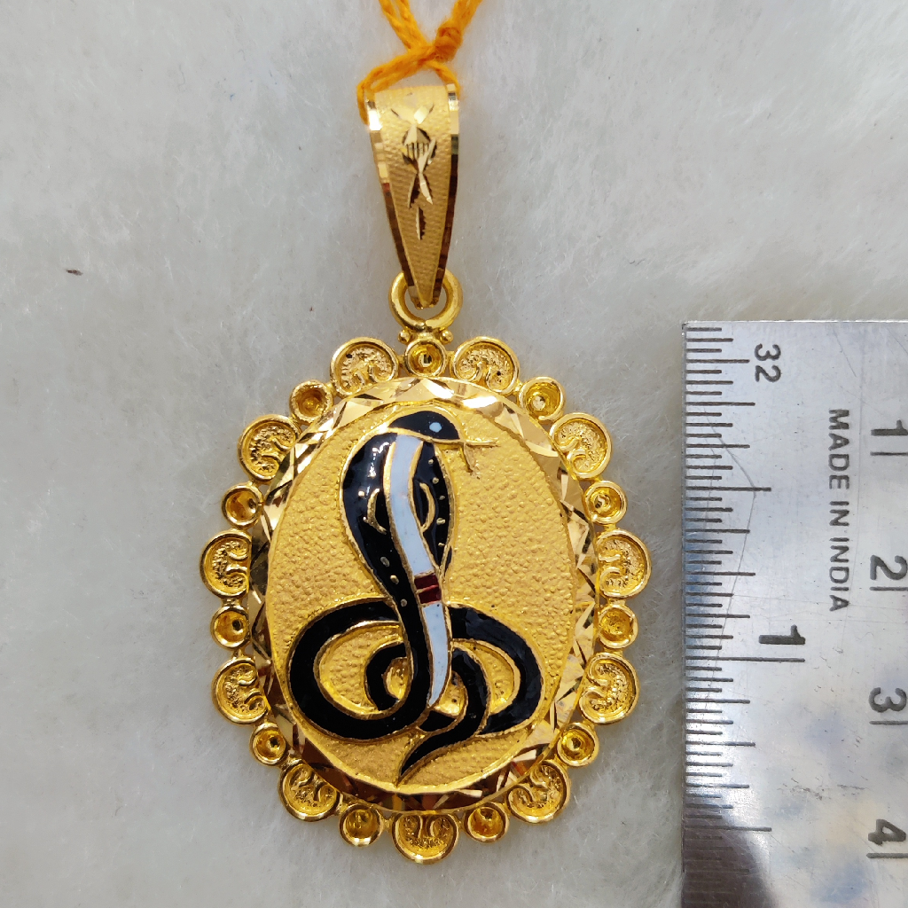 916 Gold Fancy Gent's Goga Maharaj Minakari Pendant - Image 2