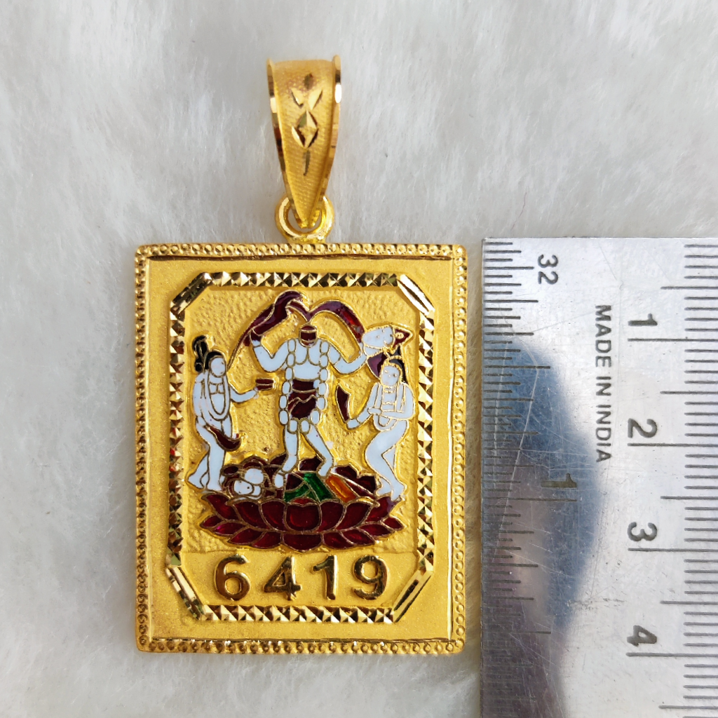 916 Gold Fancy Gent's Fulljogani Maa Minakari Pendant - Image 2