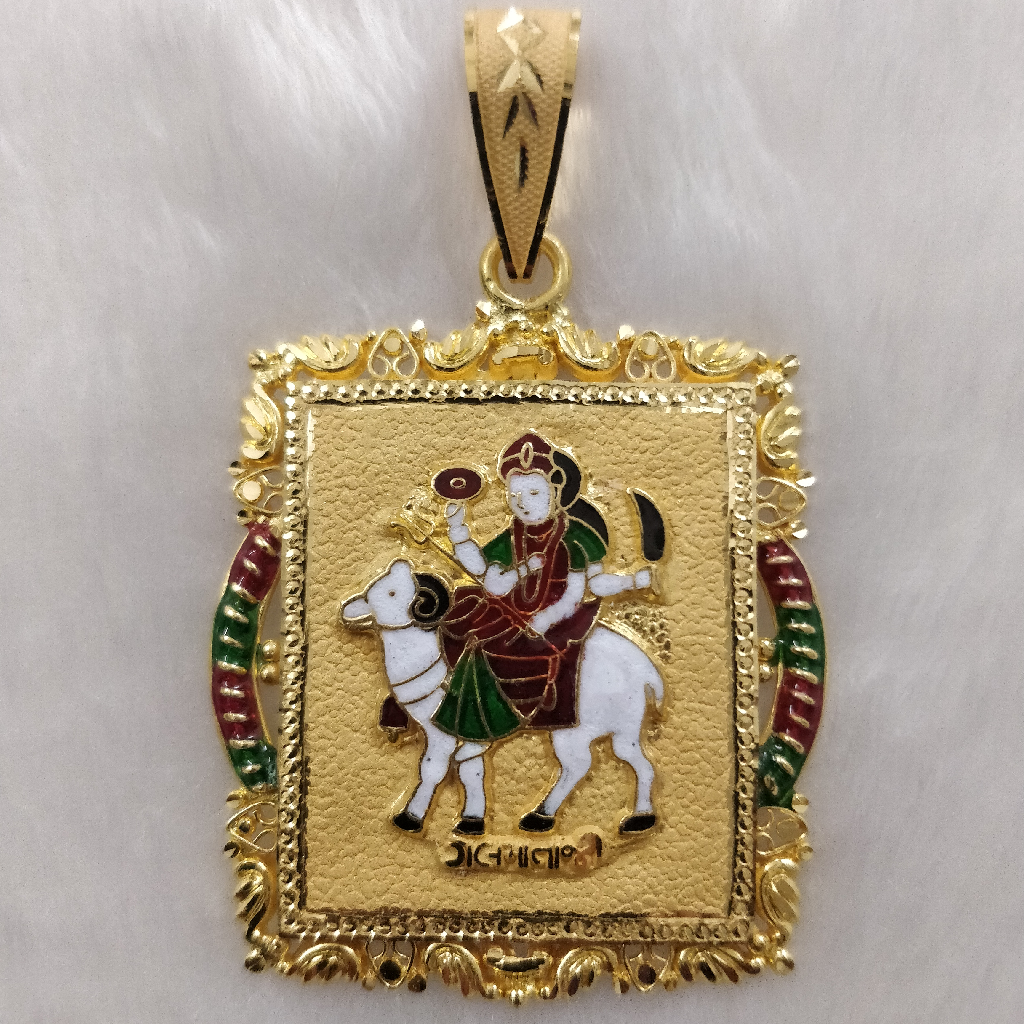 916 Gold Fancy Gent's Gel Maa Minakari Pendant