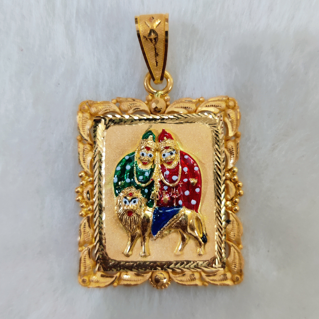 916 Gold Fancy Gent's Chamunda Maa Minakari Pendant