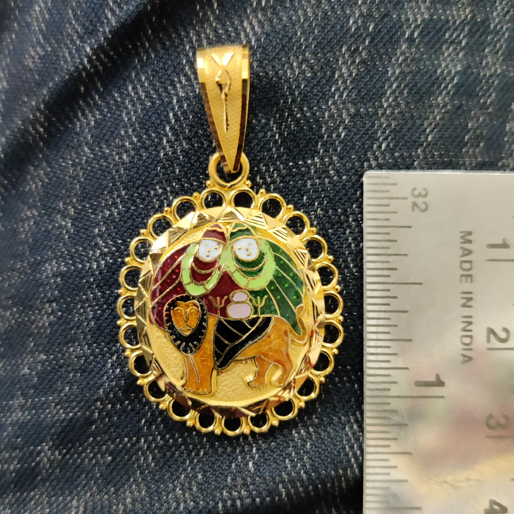 916 Gold Fancy Gent's Chamunda Maa Pendant - Image 2