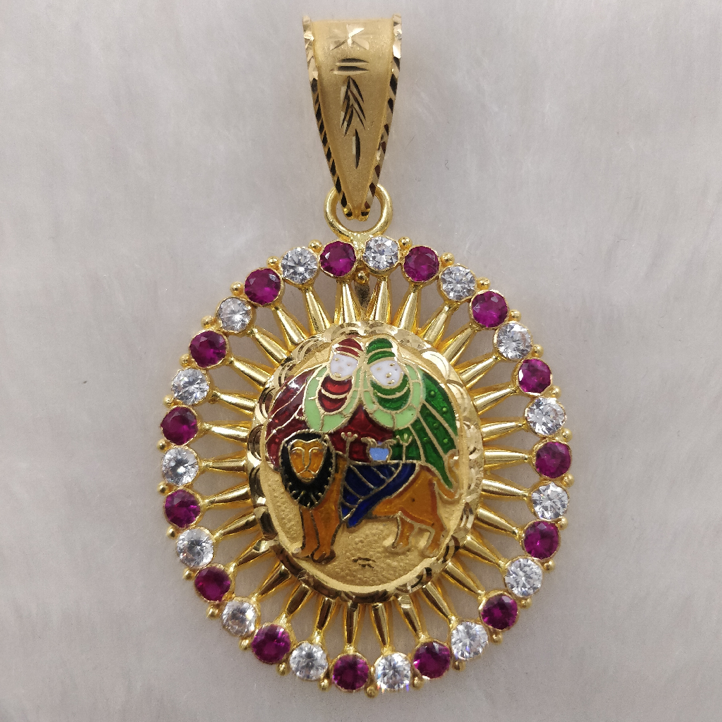 916 Gold Fancy Gent's Chamunda Maa Minakari Pendant