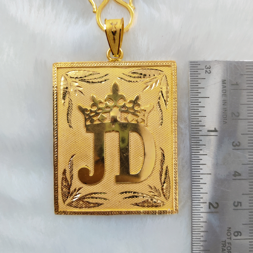 916 Gold Fancy Gent's JD With Crown Pendant - Image 2