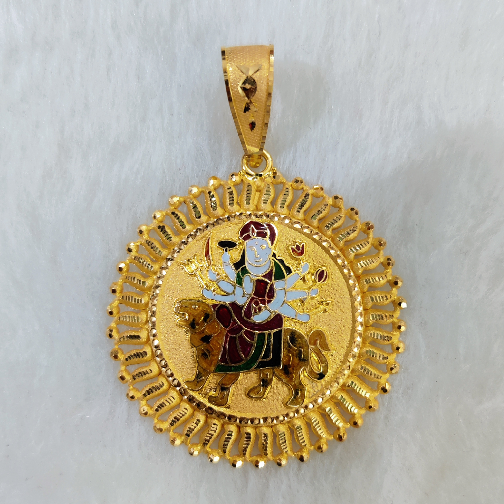 916 Gold Fancy Gent's Ambaji Maa Minakari Pendant