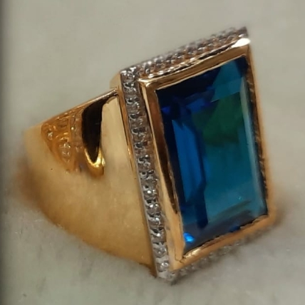 916 Gold Fancy Gent's Singal Stone Ring