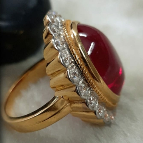 916 Gold Fancy Singal Stone Ring - Image 2