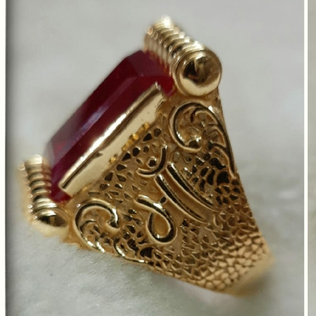 916 Gold Fancy Gent's Singal Stone Ring - Image 2