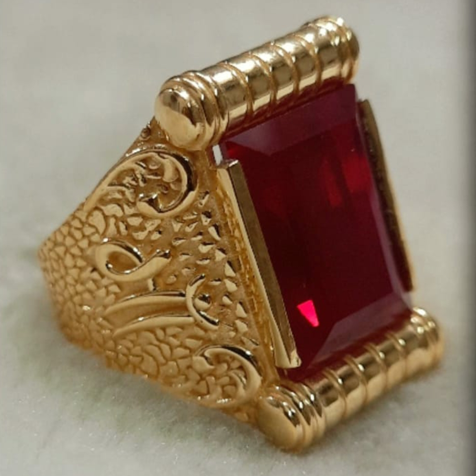 916 Gold Fancy Gent's Singal Stone Ring