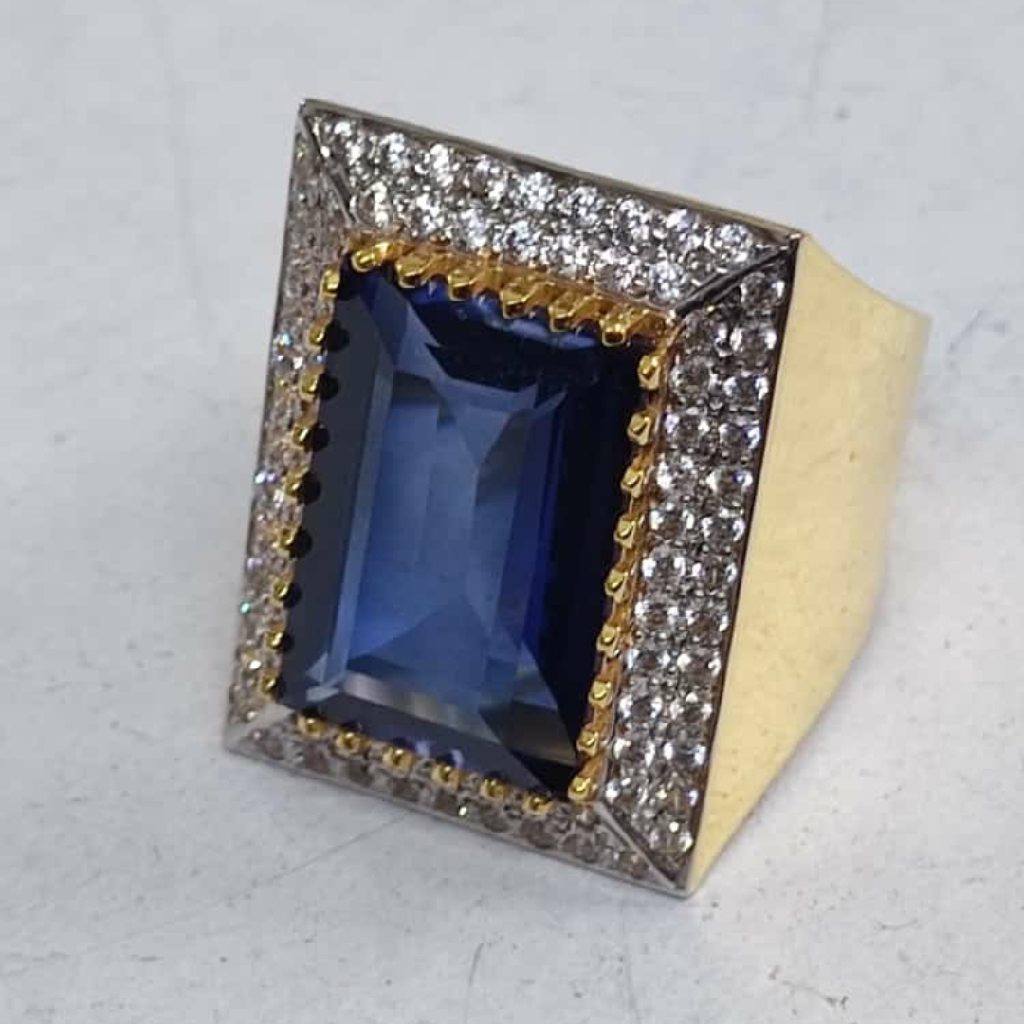 916 Gold Fancy Gent's Singal Stone Ring