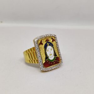 916 Gold Fancy Gent's Chehar Maa Minakari Ring