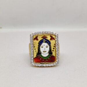 916 Gold Fancy Gent's Chehar Maa Minakari Ring